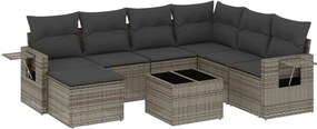 vidaXL Set canapele de grădină cu perne, 8 piese, gri, poliratan