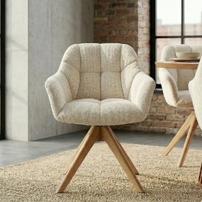 Scaun pivotant PAPILLON tesatura chenille/ stejar