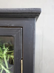 Vitrina din lemn masiv si MDF, cu 2 usi si 2 sertare, aspect vintage