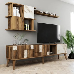 Ansamblu Comoda TV Madrid Alb-Walnut