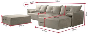 Supermobel Canapea extensibilă de colț LEON + taburet, 318x85x179, royal 14, stanga