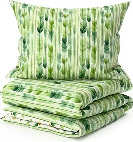 Set lenjerie de pat din polibumbac GREEN TREES POLY verde + fata de perna 50 x 70 cm GRATUIT