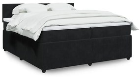 3290126 vidaXL Pat box spring cu saltea, negru, 200x200 cm, catifea