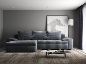 Colțar extensibil dumonde cu ladă de depozitare si sezut confortabil din spuma high-density, Leonardo Ambience Gri 260x185 cm