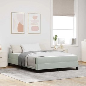 vidaXL Pat boxspring cu saltea Gri deschis 140 x 190 cm Catifea