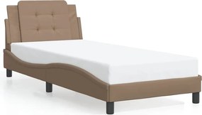 vidaXL Cadru de pat fără saltea, Zadar, cappuccino, 80x200 cm, piele ecologică