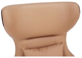 Fotoliu de lux de design, piele ecologică camel / neagră, ARTES