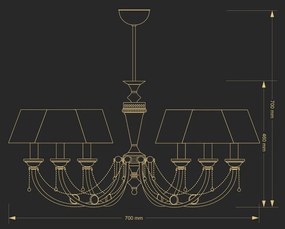 Candelabru 6 brate design clasic realizat manual Dorato