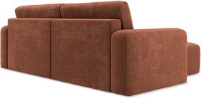 Colțar teracotă extensibil/cu spațiu de depozitare cu tapițerie din chenille (cu colț pe partea stângă/cu șezlong) Kona – Makamii