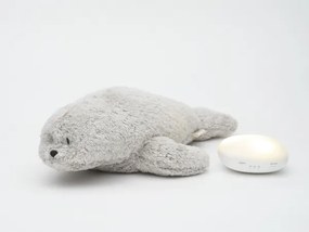 Moonie - Pluș pentru adormit cu melodie și lumină, foca, gri organic