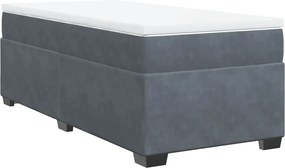 vidaXL Pat box spring cu saltea, gri închis, 80x200 cm, catifea