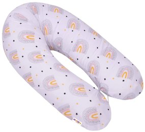 Baby Nellys Alăptarea din bumbac pernă 170 cm, Curcubeu, alb cu imprimeu