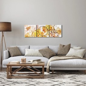 Tablou - Floarea-soarelui,pictură (cu ceas) (90x30 cm)