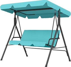 Outsunny Balansoar de grădină exterior, 3 locuri, copertină reglabilă și cadru din oțel 172x110x153 cm Verde turcoaz | Aosom Romania