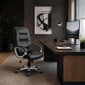 Scaun directorial piele ecologica OFF 315 negru