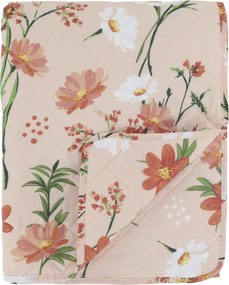 Pilota roz, din bumbac, model floral, 180x130cm, Aix