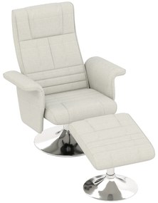 HOMCOM Fotoliu relaxant cu masaj și pouf, fotoliu TV cu spătar reglabil și șezut pivotant la 360° 78 x 95 x 88 cm crem | Aosom Romania