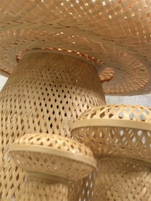 Set de 3 piese, lampa de masa cu 2 ciupercute decorative din bambus Palawan natur