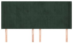 Tablie pat cu aripioare verde inchis 183x16x118 128 cm catifea 1, Verde inchis, 183 x 16 x 118 128 cm