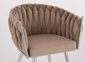 HR750 Scaun cu picioare Cromata Latte din Catifea