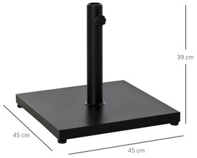 Baza de Umbrelă Pătrată Outsunny pentru Stâlpi Diferite Dimensiuni Φ3/3.5/3.8, Suport Robust 45x45x39cm, Negru | Aosom Romania