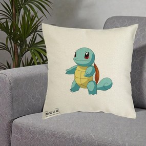 Perna Personalizata Squirtle Pokemon, 40x40 cm, Ecru, Husa Detasabila, Perna Inclusa, BEKZ®