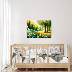 Tablou - Sat în galben-verde (70x50 cm)