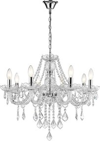 Lustră cu lanț CRISTALLO 8xE14/60W/230V crom lucios