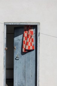 Prosop portocaliu/bej din bumbac organic din frotir 50x90 cm Retro – Mette Ditmer Denmark