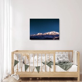 Tablou pe sticlă cu munți și cerul nocturn (70x50 cm)