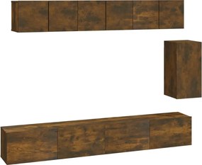 vidaXL Set dulapuri TV, 6 piese, stejar fumuriu, lemn prelucrat