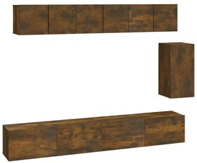 3114619 vidaXL Set dulapuri TV, 6 piese, stejar fumuriu, lemn prelucrat