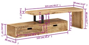 Comoda TV, lemn mango nefinisat 1, lemn de mango nefinisat