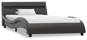 285690 vidaXL Cadru de pat cu LED, gri, 90 x 200 cm, piele ecologică