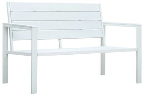 vidaXL Bancă de grădină, alb, 120 cm, aspect de lemn, HDPE