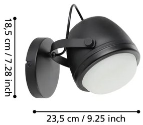 Aplică Eglo 390081 UPANEMA 1xE27/28W/230V negru