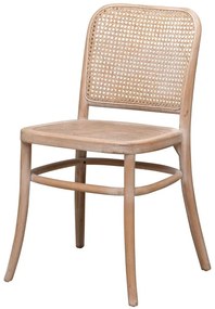 Scaun dining bej din lemn de fag, rattan si trestie, Paula