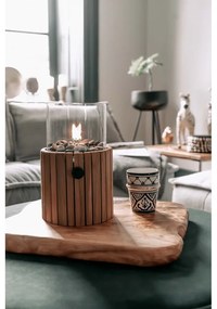 Lampă cu gaz cu suport din lemn de tec Cosi Scoop Timber, înălțime 30 cm