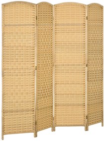 HOMCOM Paravan interior din lemn 4 panouri separator de cameră pliabil pentru sufragerie dormitor 180 x 180 cm lemn natural | Aosom Romania
