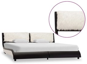 280380 vidaXL Cadru de pat cu LED, negru și alb, 160x200 cm, piele ecologică
