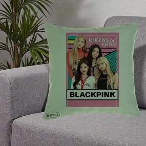 Perna Personalizata BLACKPINK Queens of Kpop, 40x40 cm, Verde, Husa Detasabila, Perna Inclusa, BEKZ®