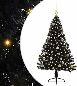 vidaXL Pom de Crăciun artificial pre-iluminat Negru 150 cm PVC