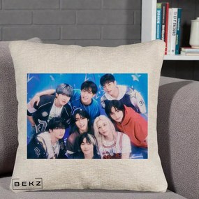 Perna Personalizata K-Pop Grup Foto Stele, 40x40 cm, Bej Canapea, Husa Detasabila, Perna Inclusa, BEKZ®