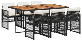 3210735 vidaXL Set mobilier de grădină cu perne, 7 piese, negru, poliratan