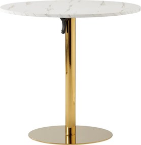Masă dining, marmură deschisă / crom gold - auriu, diametru 80 cm, LAMONT