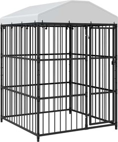 vidaXL Padoc pentru câini de exterior, cu acoperiș, 150 x 150 x 210 cm