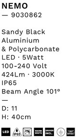 Stalp LED de exterior pentru terasa sau gradina, SASSO H-40cm