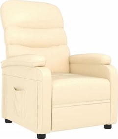 vidaXL Fotoliu rabatabil, crem, piele ecologică