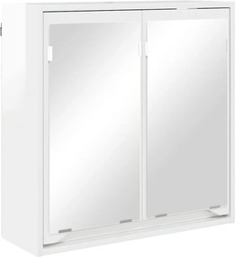 vidaXL Dulap cu oglindă pentru baie cu raft Alb lucios 60 x 20 x 60 cm