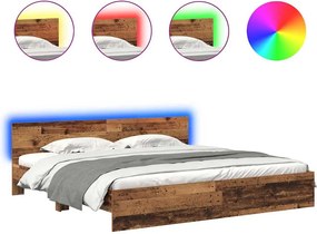 vidaXL Cadru de pat cu headboard Lemn Vechi 180 x 200 cm Lemn compozit